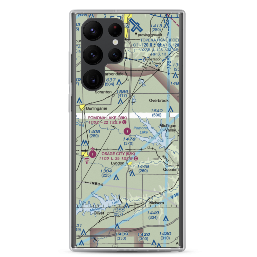 Pomona Lake Airport (39K) VFR Sectional Samsung Case Samsung Galaxy S22 Ultra model shown