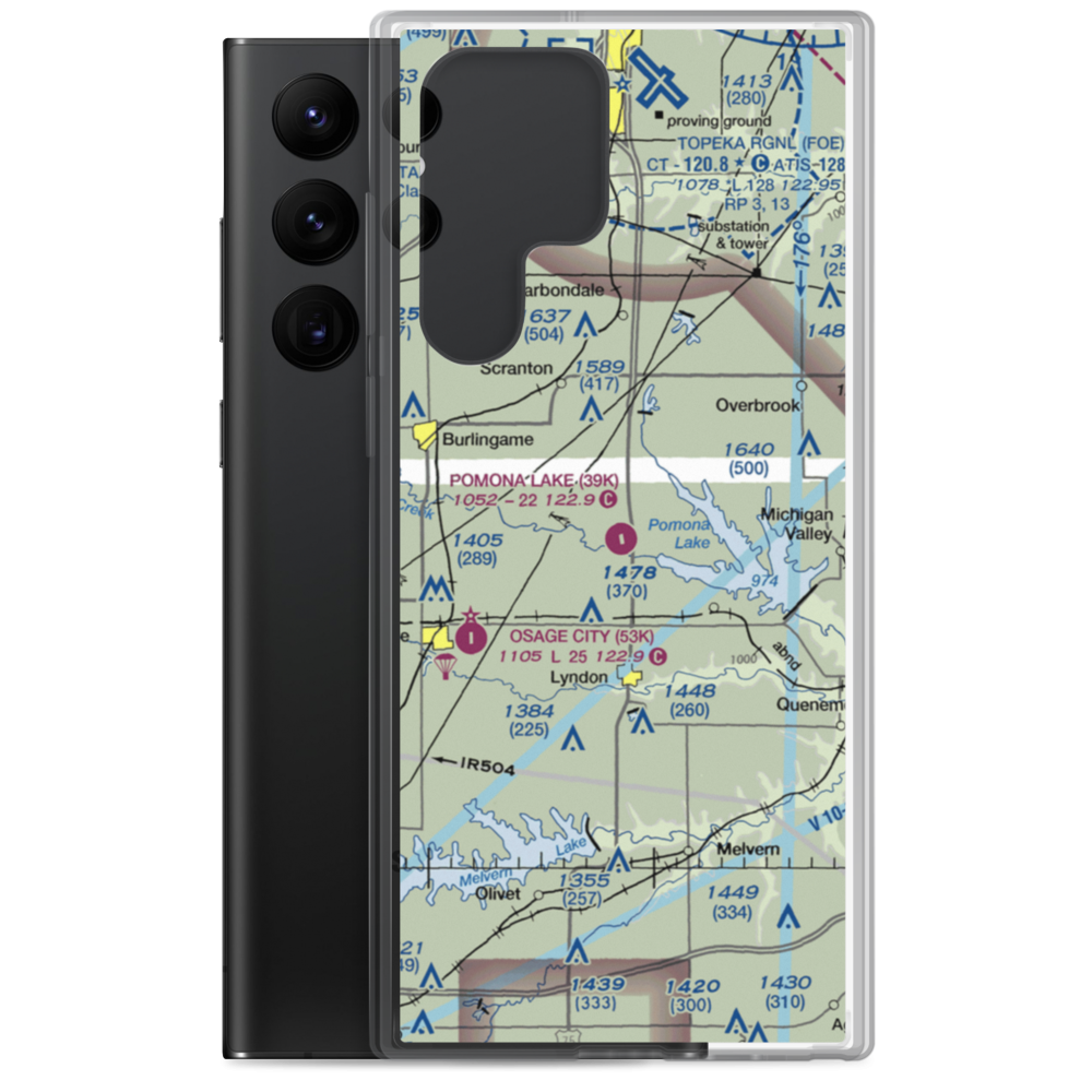 Pomona Lake Airport (39K) VFR Sectional Samsung Case Samsung Galaxy S22 Ultra model shown