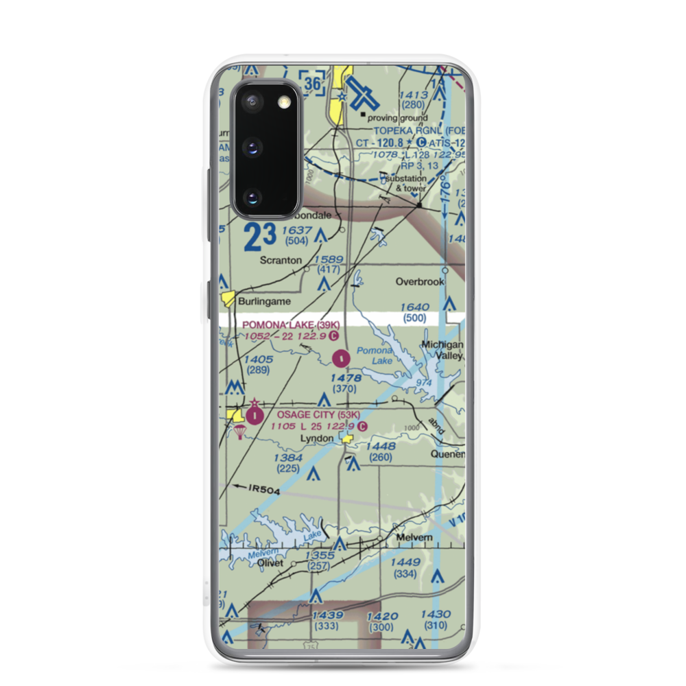 Pomona Lake Airport (39K) VFR Sectional Samsung Case Samsung Galaxy S20 model shown