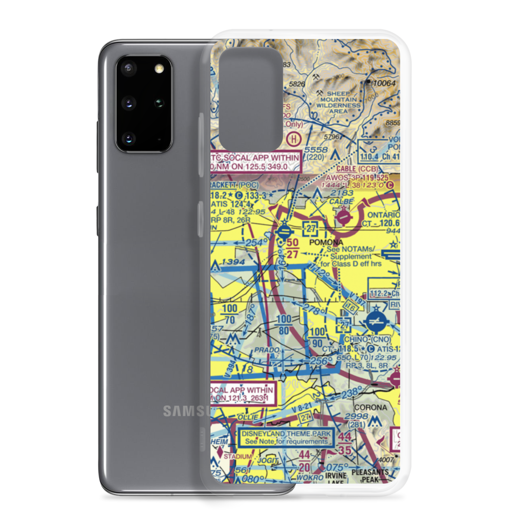 Pomona Superior Court Heliport (99L) VFR Sectional Samsung Case Samsung Galaxy S20 Plus model shown