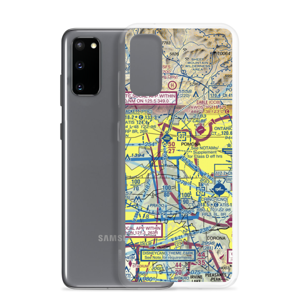 Pomona Superior Court Heliport (99L) VFR Sectional Samsung Case Samsung Galaxy S20 model shown