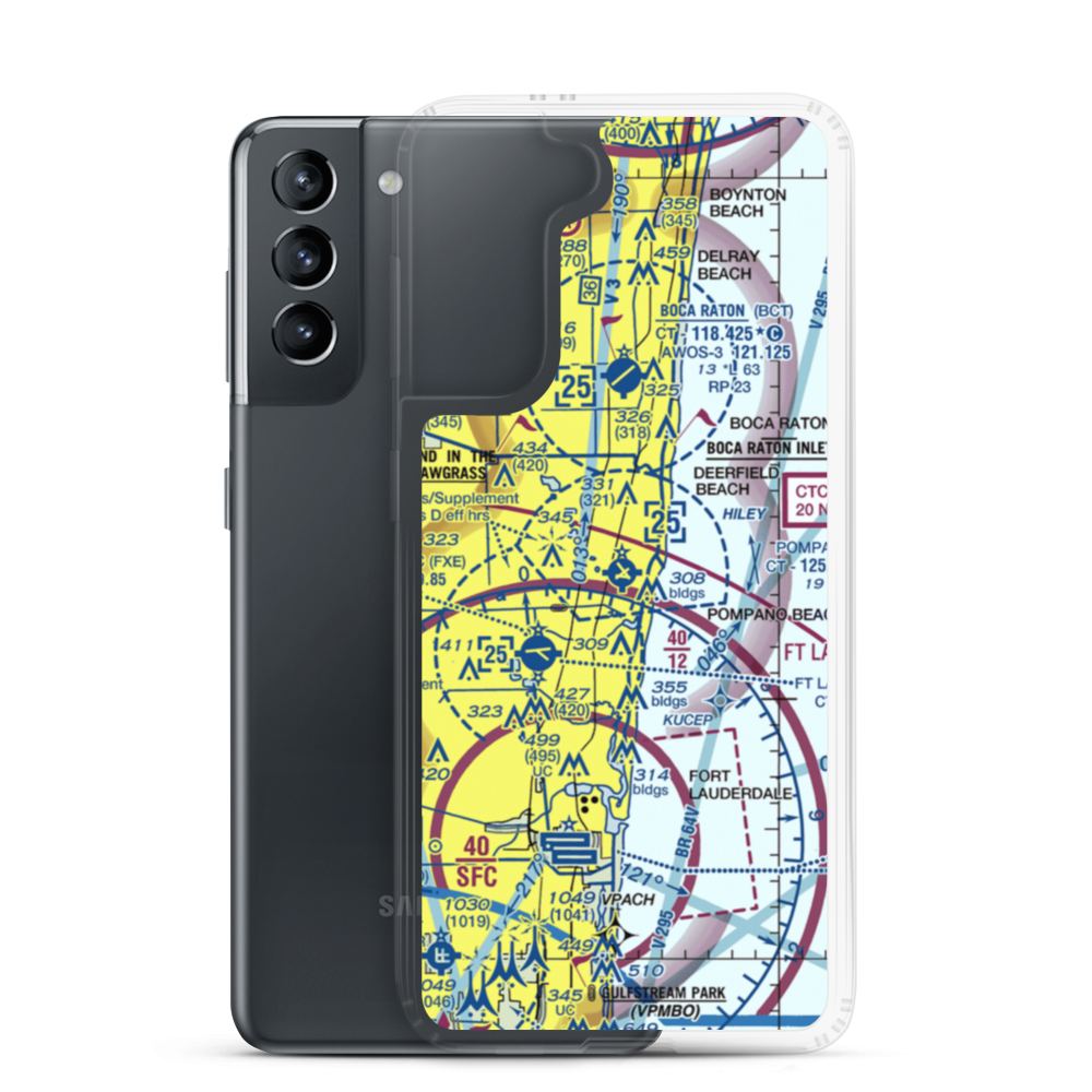 Pompano Beach Airpark (PMP) VFR Sectional Samsung Case Samsung Galaxy S21 model shown