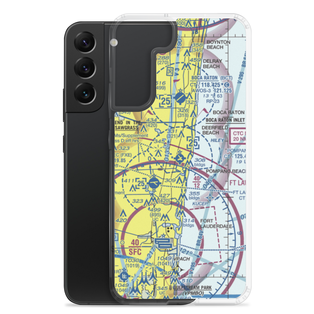 Pompano Beach Airpark (PMP) VFR Sectional Samsung Case Samsung Galaxy S22 Plus model shown