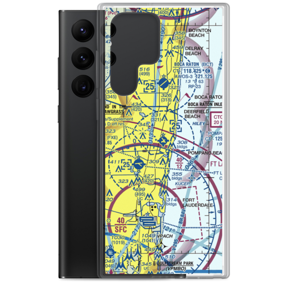 Pompano Beach Airpark (PMP) VFR Sectional Samsung Case Samsung Galaxy S22 Ultra model shown
