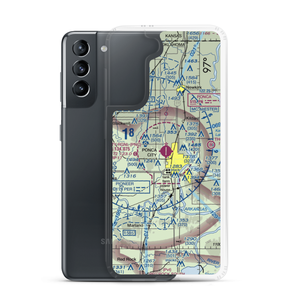 Ponca City Regional Airport (PNC) VFR Sectional Samsung Case Samsung Galaxy S21 model shown
