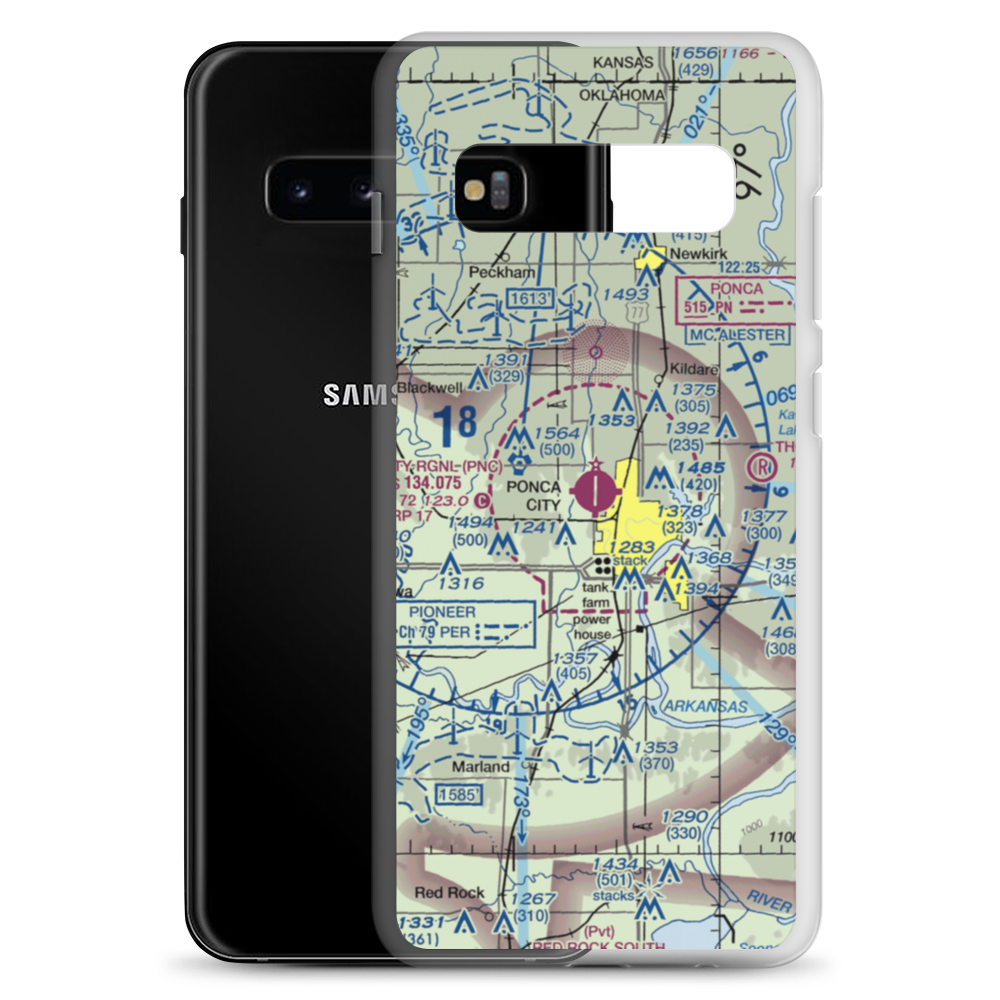 Ponca City Regional Airport (PNC) VFR Sectional Samsung Case Samsung Galaxy S10+ model shown