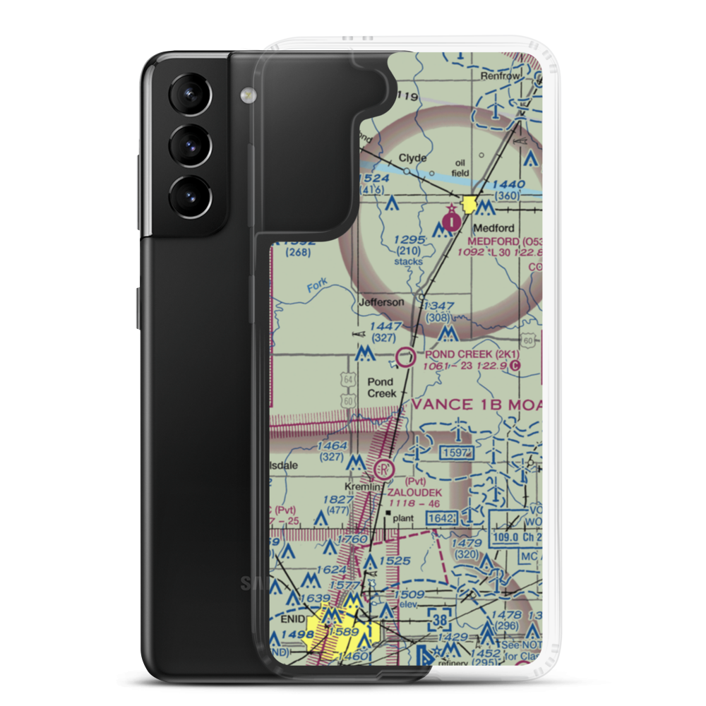 Pond Creek Municipal Airport (2K1) VFR Sectional Samsung Case Samsung Galaxy S21 Plus model shown