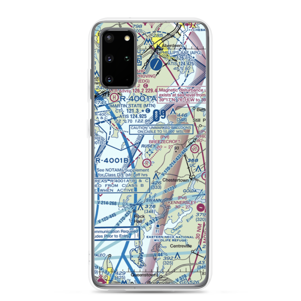 Pond View Private Airport (0MD4) VFR Sectional Samsung Case Samsung Galaxy S20 Plus model shown