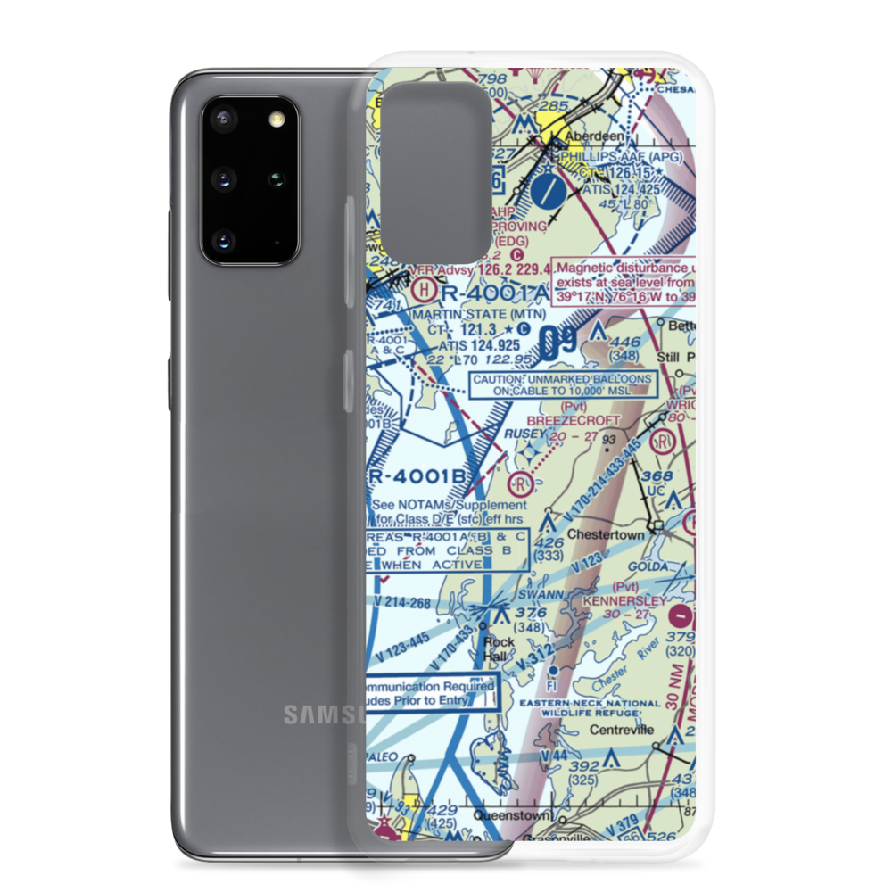 Pond View Private Airport (0MD4) VFR Sectional Samsung Case Samsung Galaxy S20 Plus model shown
