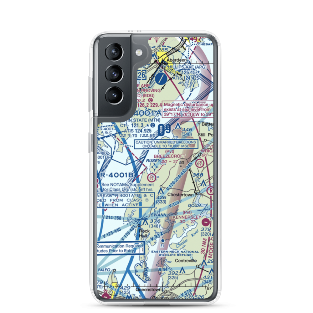 Pond View Private Airport (0MD4) VFR Sectional Samsung Case Samsung Galaxy S21 model shown