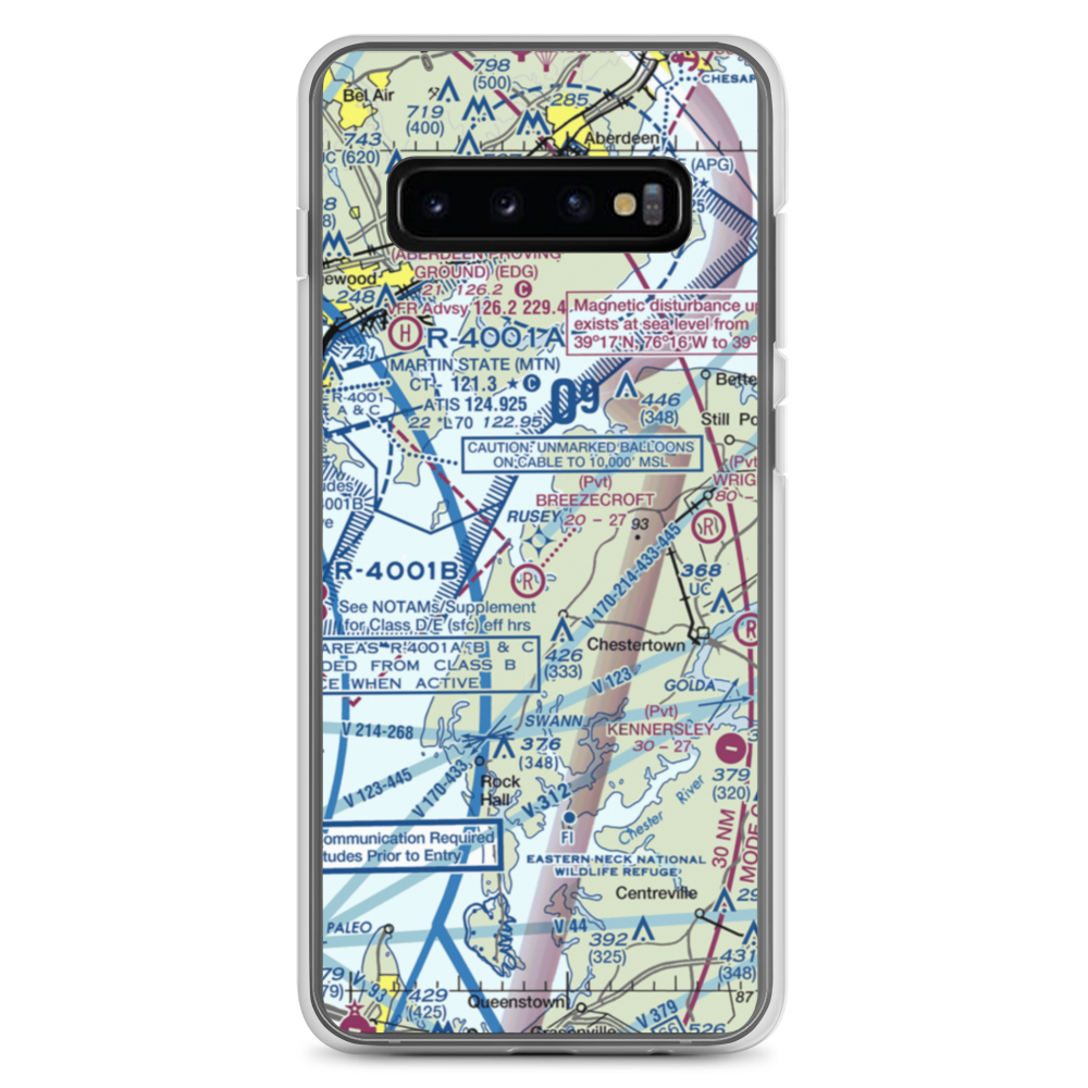 Pond View Private Airport (0MD4) VFR Sectional Samsung Case Samsung Galaxy S10+ model shown