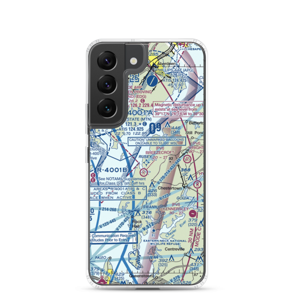 Pond View Private Airport (0MD4) VFR Sectional Samsung Case Samsung Galaxy S22 model shown