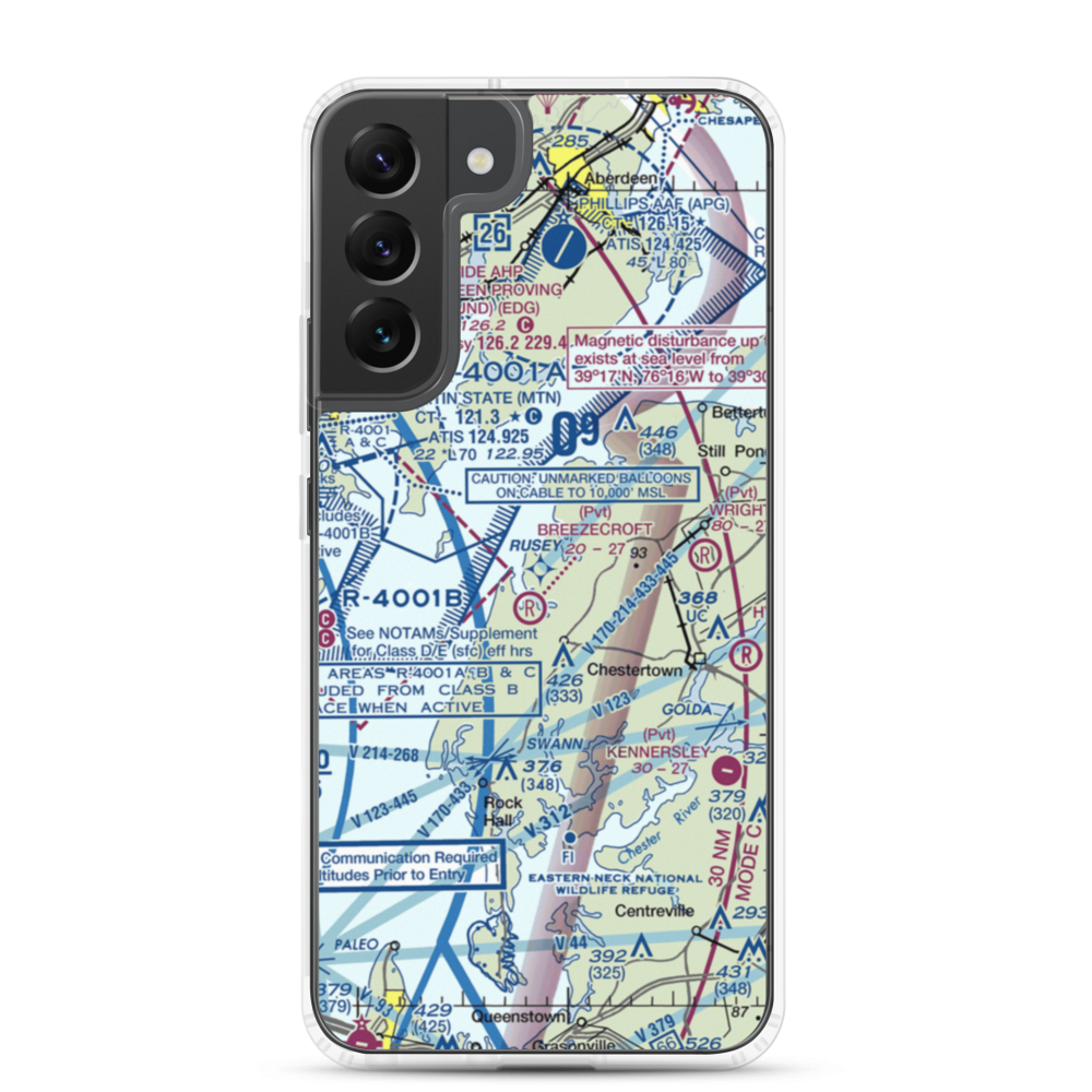 Pond View Private Airport (0MD4) VFR Sectional Samsung Case Samsung Galaxy S22 Plus model shown