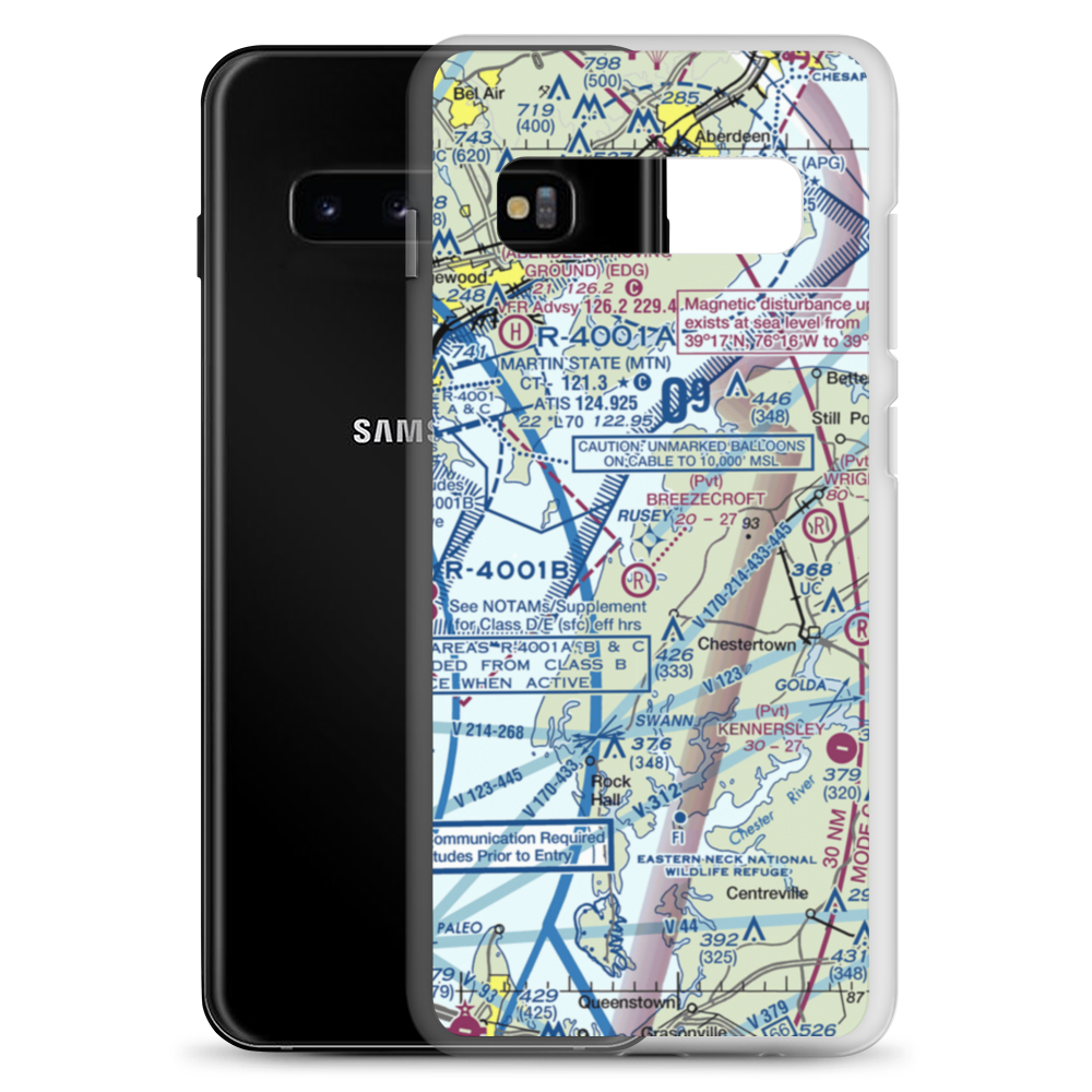 Pond View Private Airport (0MD4) VFR Sectional Samsung Case Samsung Galaxy S10+ model shown