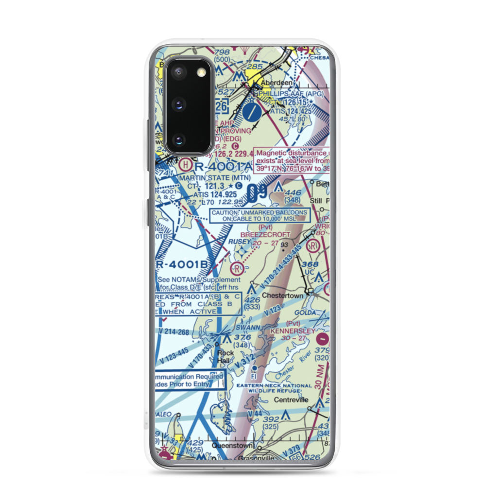 Pond View Private Airport (0MD4) VFR Sectional Samsung Case Samsung Galaxy S20 model shown