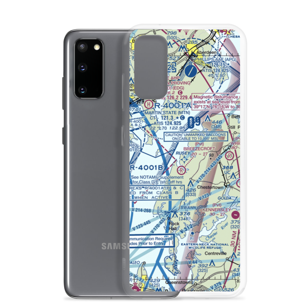 Pond View Private Airport (0MD4) VFR Sectional Samsung Case Samsung Galaxy S20 model shown