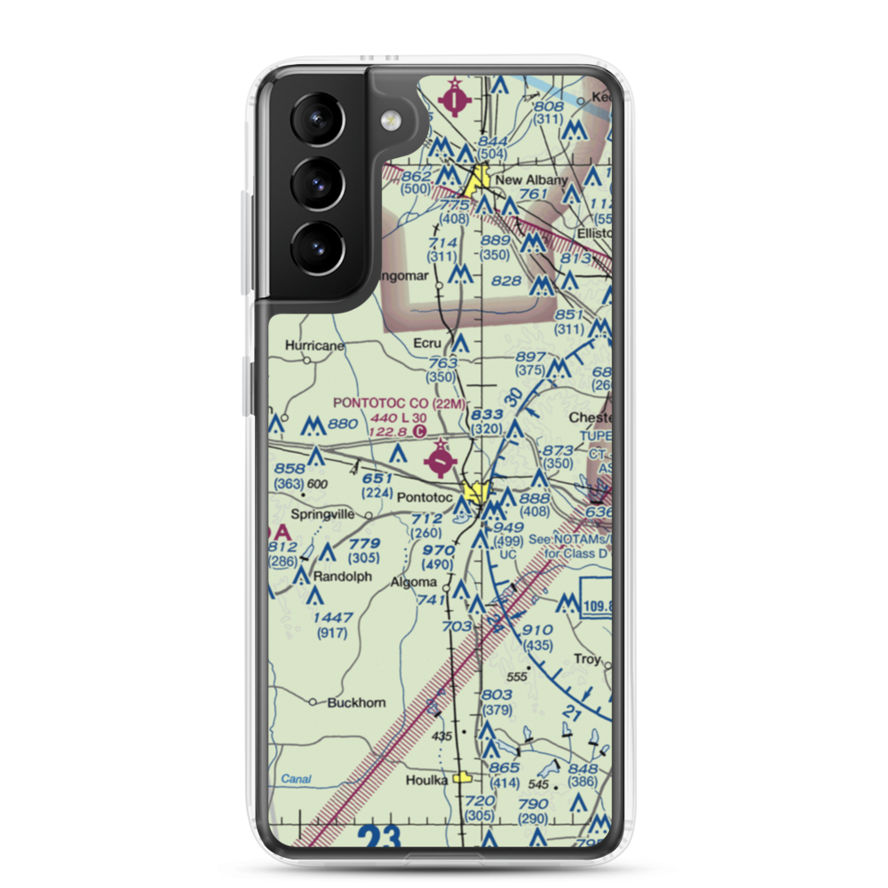 Pontotoc County Airport (22M) VFR Sectional Samsung Case Samsung Galaxy S21 Plus model shown