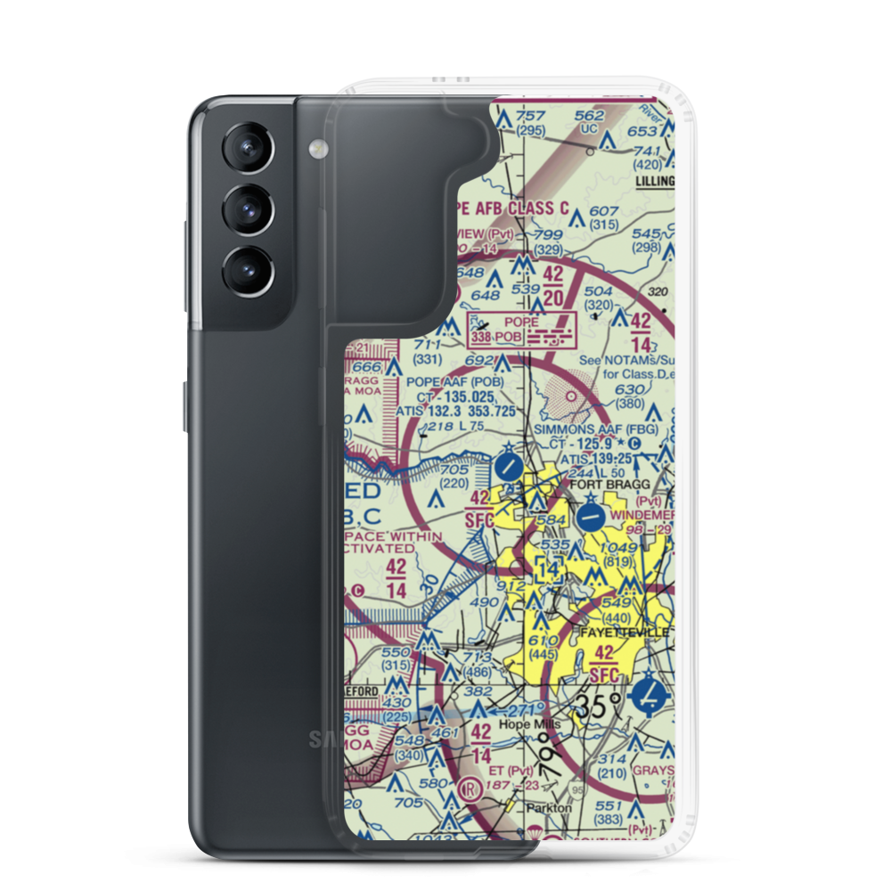Pope Field (POB) VFR Sectional Samsung Case Samsung Galaxy S21 model shown