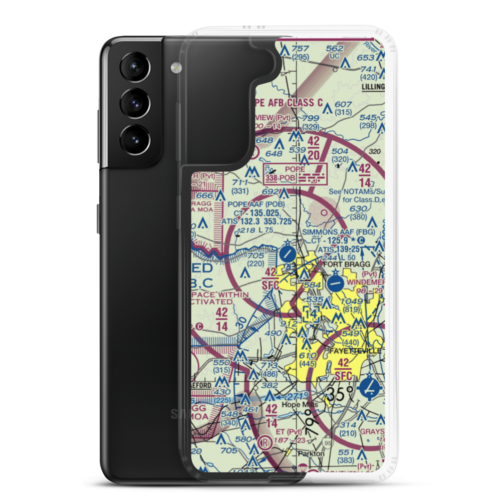 Pope Field (POB) VFR Sectional Samsung Case Samsung Galaxy S21 Plus model shown