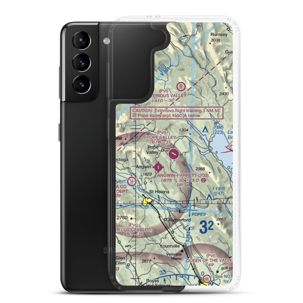 Pope Valley Airport (05CL) VFR Sectional Samsung Case Samsung Galaxy S21 Plus model shown