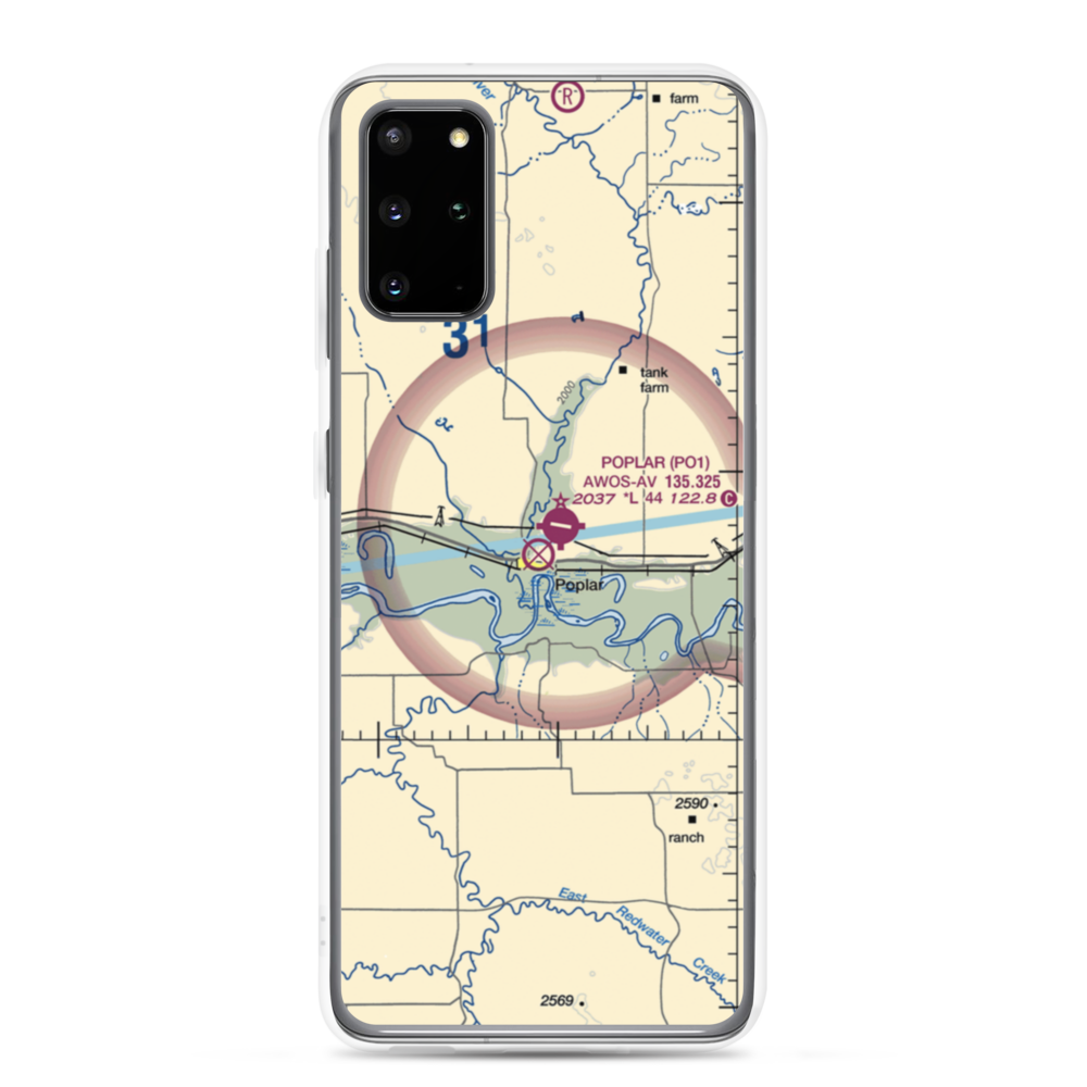 Poplar Airport (42S) VFR Sectional Samsung Case Samsung Galaxy S20 Plus model shown