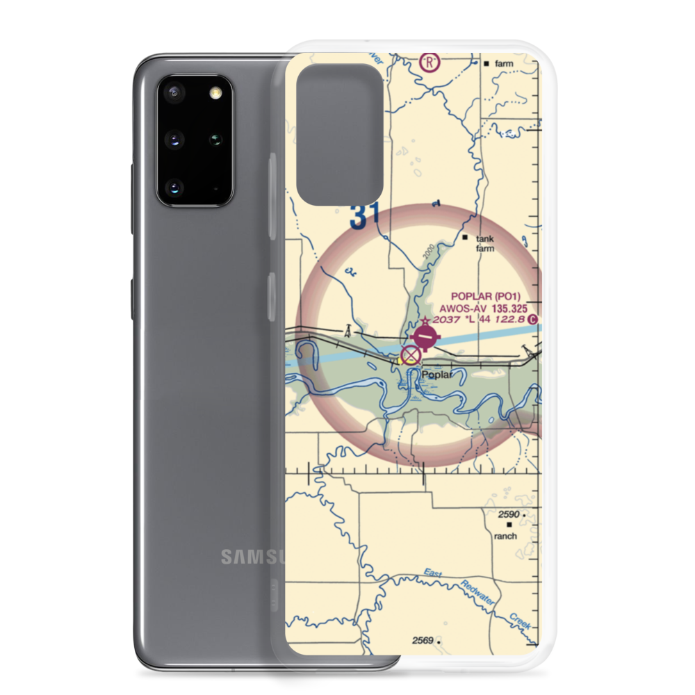 Poplar Airport (42S) VFR Sectional Samsung Case Samsung Galaxy S20 Plus model shown