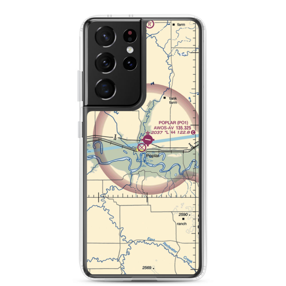 Poplar Airport (42S) VFR Sectional Samsung Case Samsung Galaxy S21 Ultra model shown