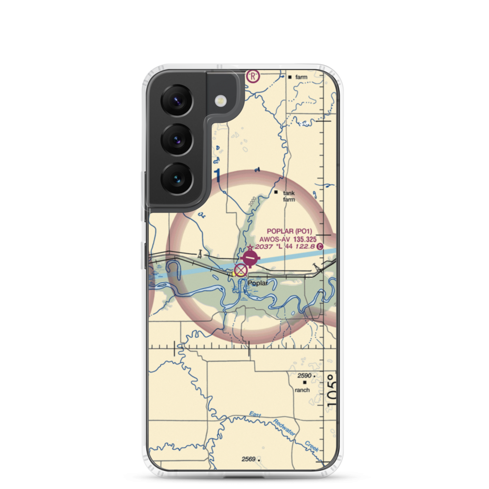 Poplar Airport (42S) VFR Sectional Samsung Case Samsung Galaxy S22 model shown