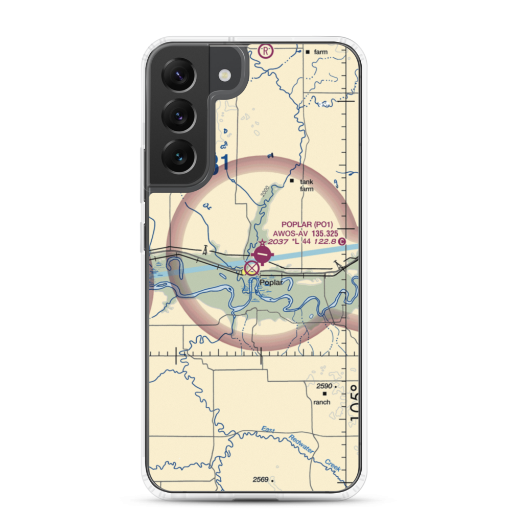 Poplar Airport (42S) VFR Sectional Samsung Case Samsung Galaxy S22 Plus model shown