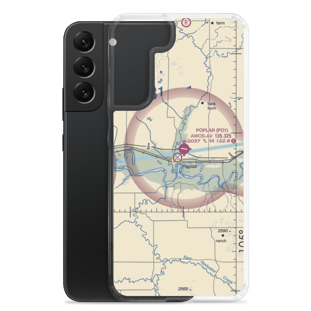 Poplar Airport (42S) VFR Sectional Samsung Case Samsung Galaxy S22 Plus model shown