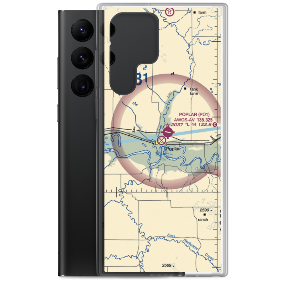 Poplar Airport (42S) VFR Sectional Samsung Case Samsung Galaxy S22 Ultra model shown