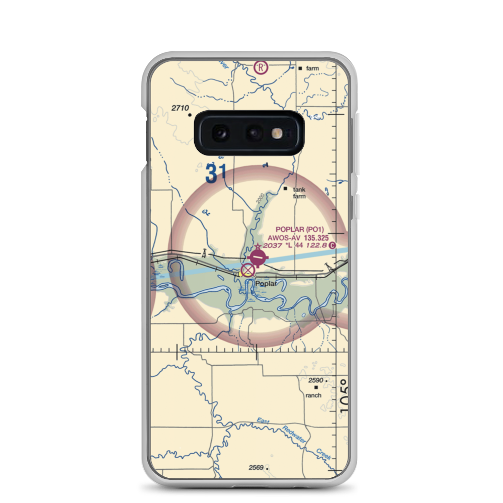 Poplar Airport (42S) VFR Sectional Samsung Case Samsung Galaxy S10e model shown
