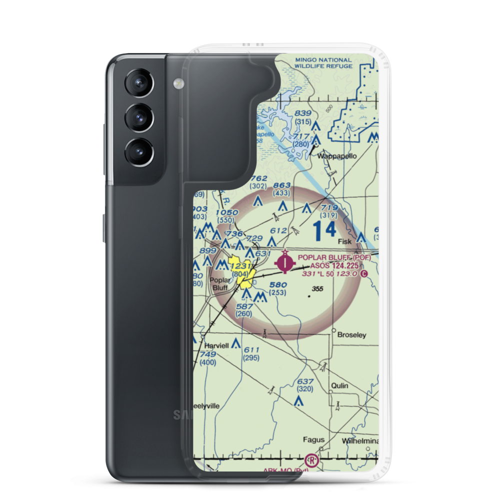 Poplar Bluff Municipal Airport (POF) VFR Sectional Samsung Case Samsung Galaxy S21 model shown