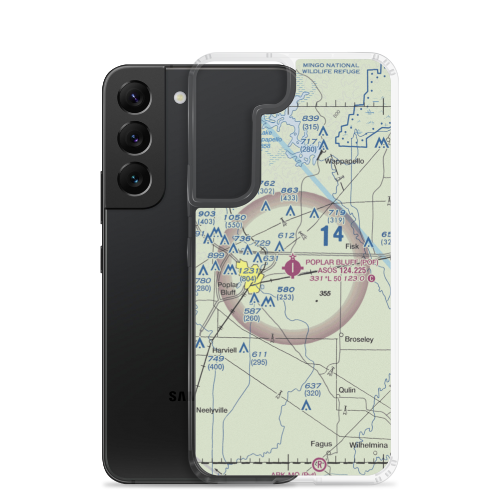 Poplar Bluff Municipal Airport (POF) VFR Sectional Samsung Case Samsung Galaxy S22 model shown
