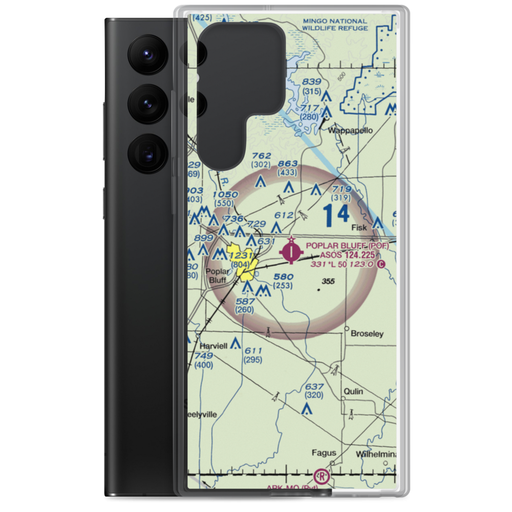 Poplar Bluff Municipal Airport (POF) VFR Sectional Samsung Case Samsung Galaxy S22 Ultra model shown