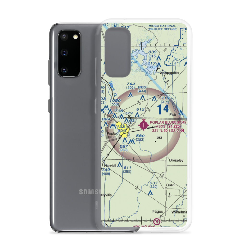 Poplar Bluff Municipal Airport (POF) VFR Sectional Samsung Case Samsung Galaxy S20 model shown
