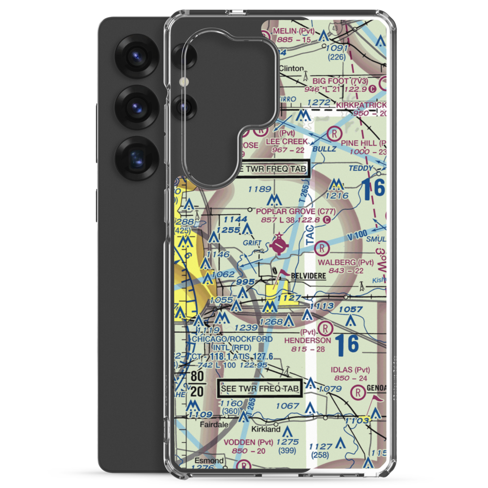 Poplar Grove Airport (C77) VFR Sectional Samsung Case Samsung Galaxy S25 Ultra model shown