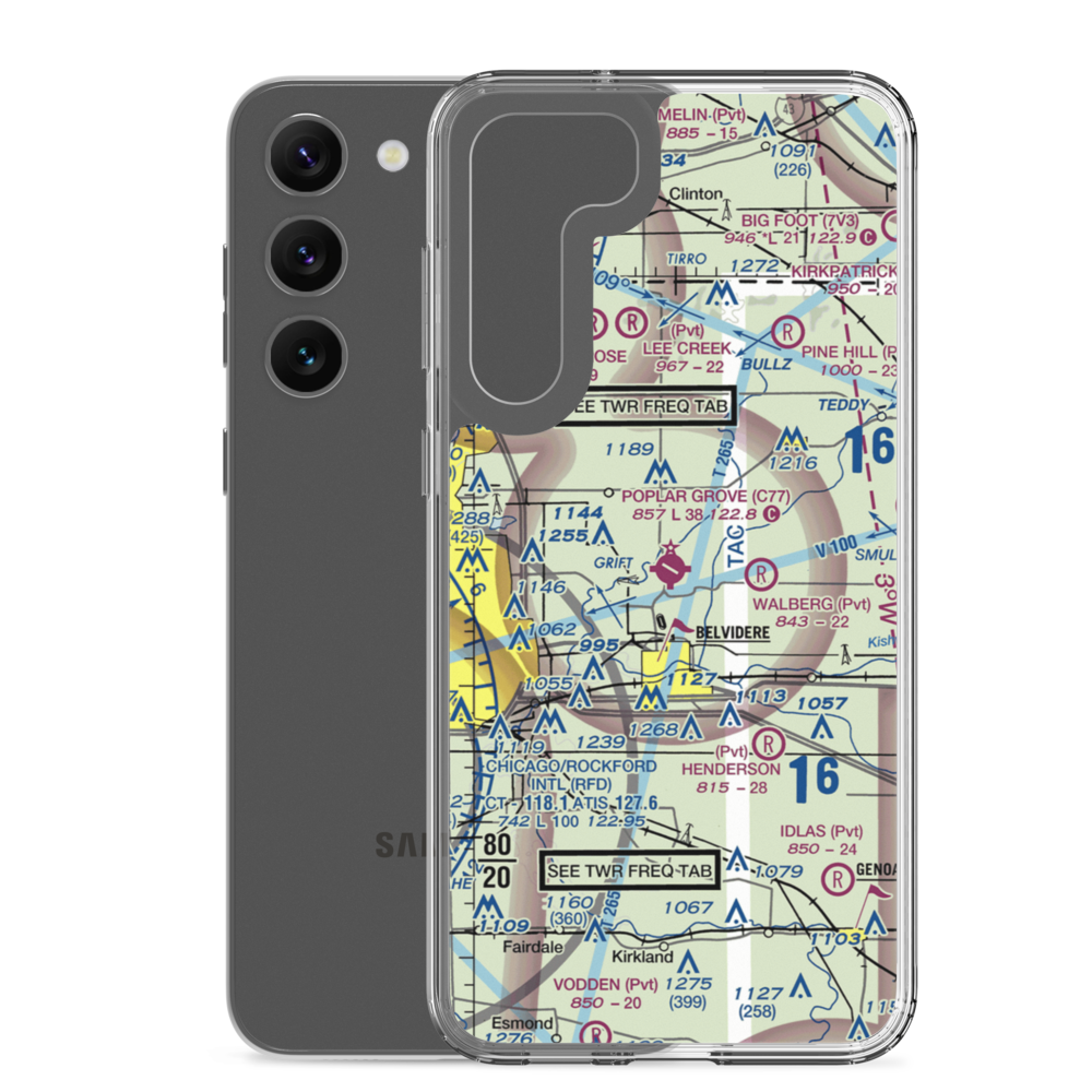 Poplar Grove Airport (C77) VFR Sectional Samsung Case Samsung Galaxy S23 Plus model shown