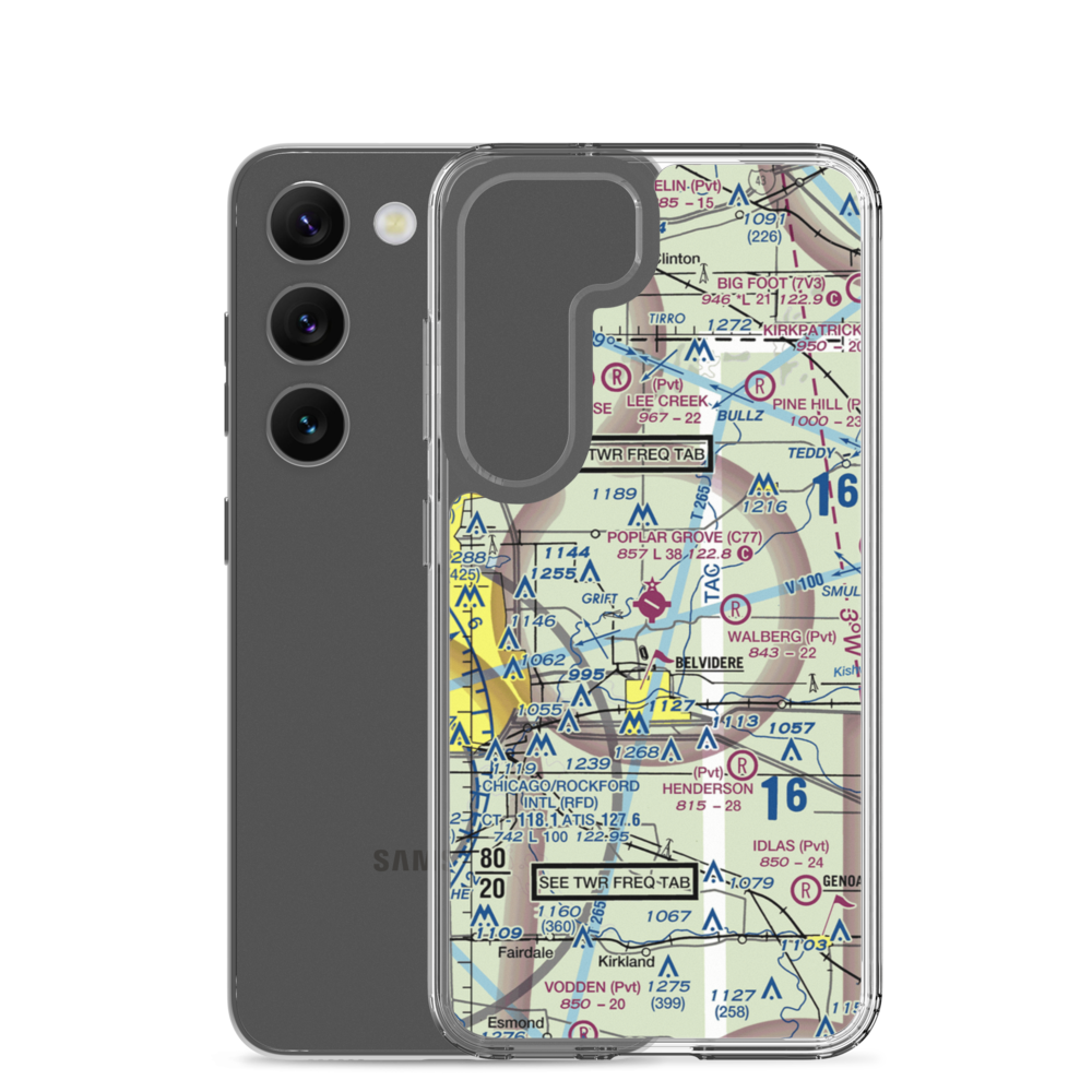 Poplar Grove Airport (C77) VFR Sectional Samsung Case Samsung Galaxy S23 model shown