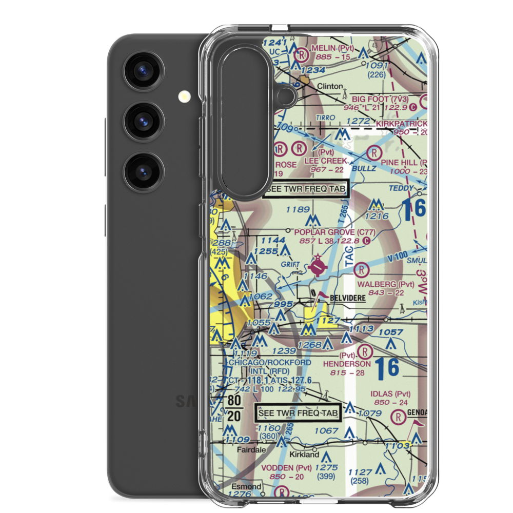 Poplar Grove Airport (C77) VFR Sectional Samsung Case Samsung Galaxy S24 Plus model shown