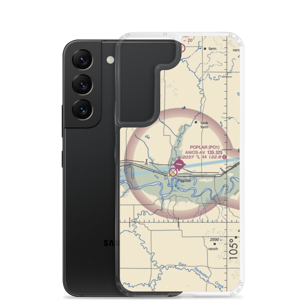 Poplar Muni Airport (PO1) VFR Sectional Samsung Case Samsung Galaxy S22 model shown