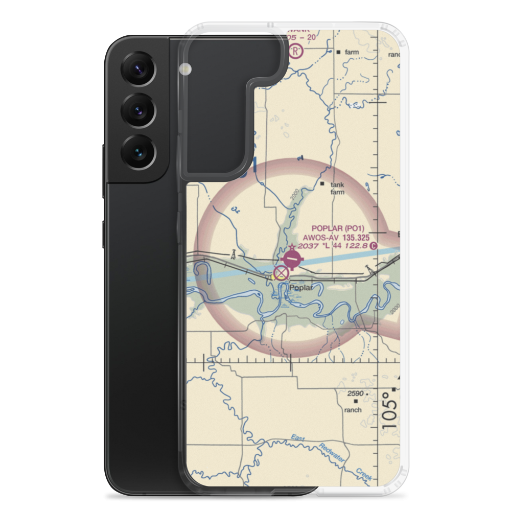 Poplar Muni Airport (PO1) VFR Sectional Samsung Case Samsung Galaxy S22 Plus model shown