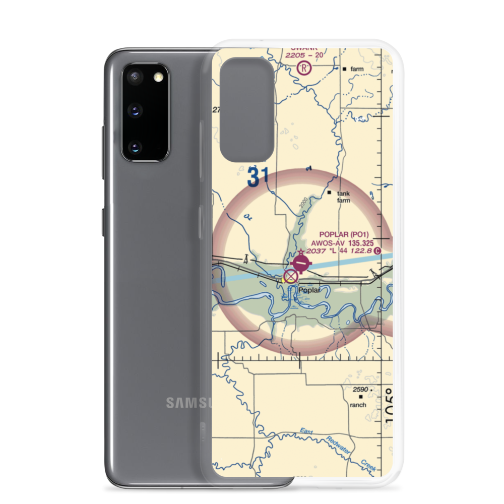 Poplar Muni Airport (PO1) VFR Sectional Samsung Case Samsung Galaxy S20 model shown