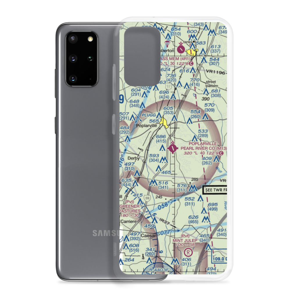 Poplarville Pearl River County Airport (M13) VFR Sectional Samsung Case Samsung Galaxy S20 Plus model shown