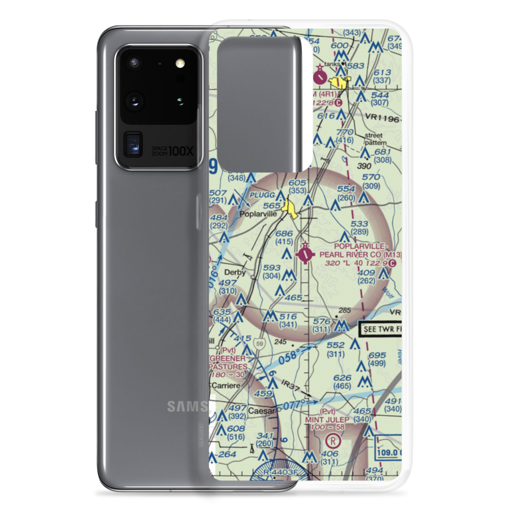 Poplarville Pearl River County Airport (M13) VFR Sectional Samsung Case Samsung Galaxy S20 Ultra model shown