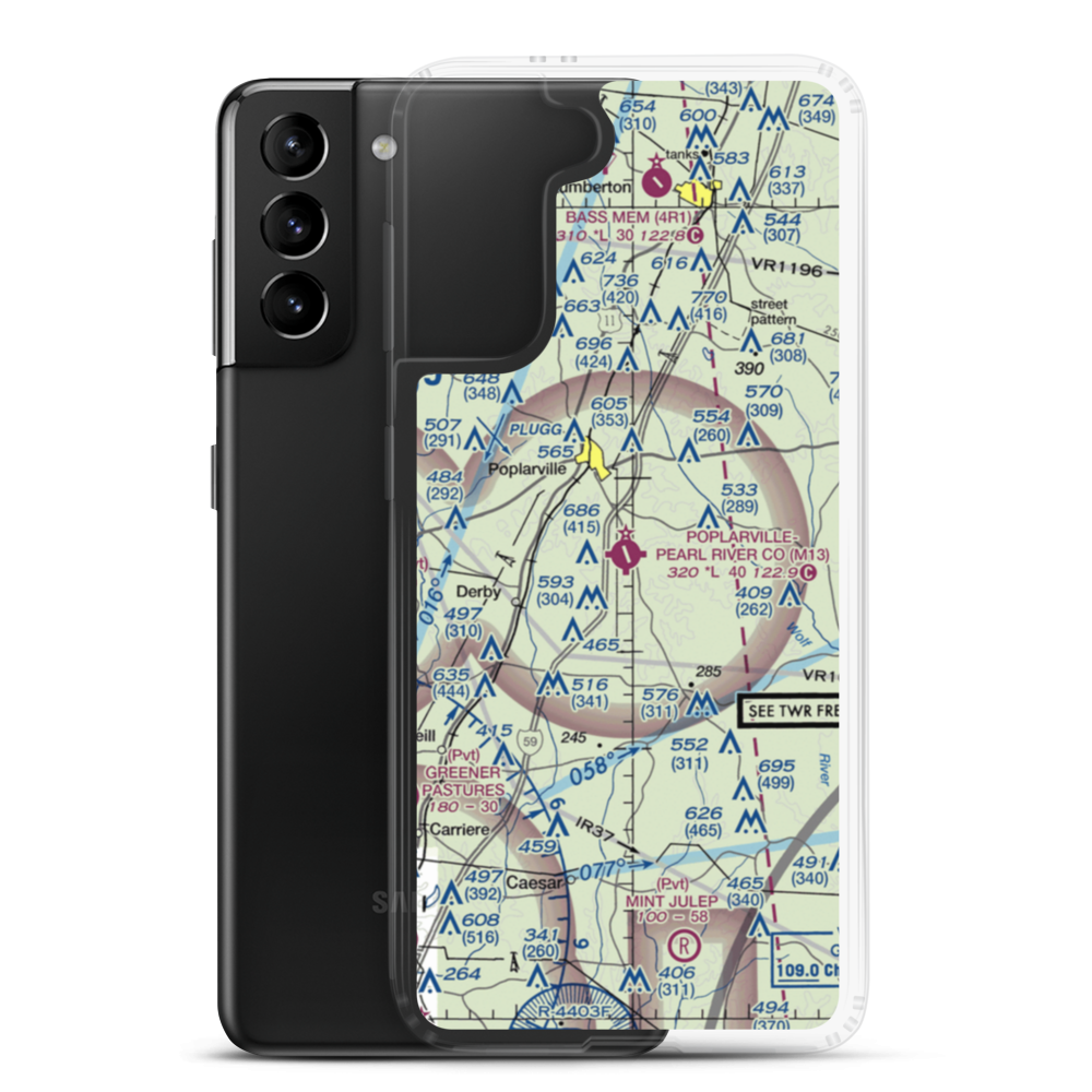 Poplarville Pearl River County Airport (M13) VFR Sectional Samsung Case Samsung Galaxy S21 Plus model shown