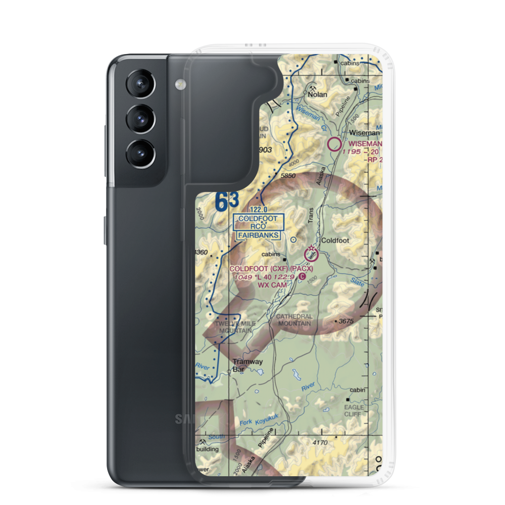 Porcupine Creek Airport (PCK) VFR Sectional Samsung Case Samsung Galaxy S21 model shown