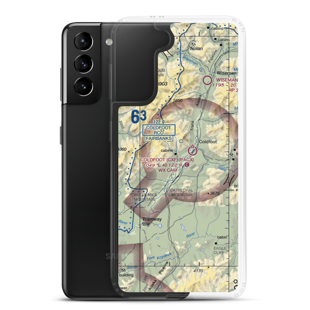 Porcupine Creek Airport (PCK) VFR Sectional Samsung Case Samsung Galaxy S21 Plus model shown