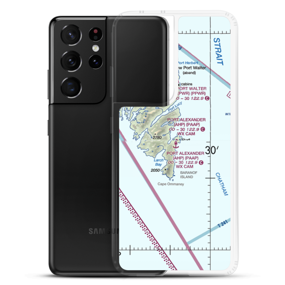 Port Alexander Seaplane Base (AHP) VFR Sectional Samsung Case Samsung Galaxy S21 Ultra model shown