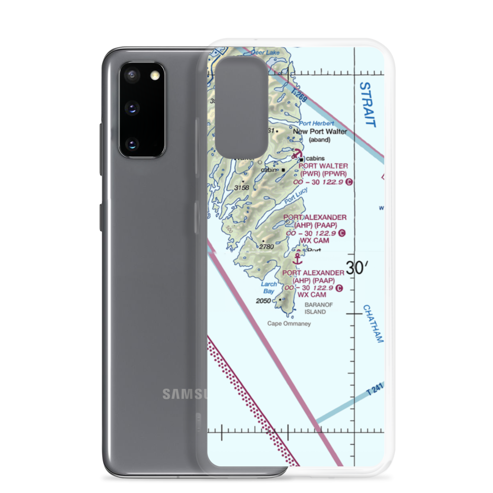 Port Alexander Seaplane Base (AHP) VFR Sectional Samsung Case Samsung Galaxy S20 model shown